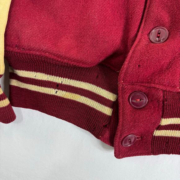 True Vintage 60s Wisconsin Badgers Varsity Letterman Wool Leather Sleeve Jacket - Picture 8 of 16